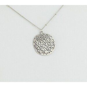 Sterling Silver Filigree Cut Above Circle Necklace 18" Chain  Silpada